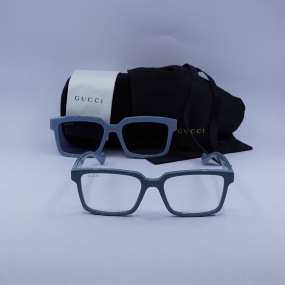 Gucci GG1543S 003 Square Sunglasses - Light Blue/Grey Blue - Picture 4 of 11